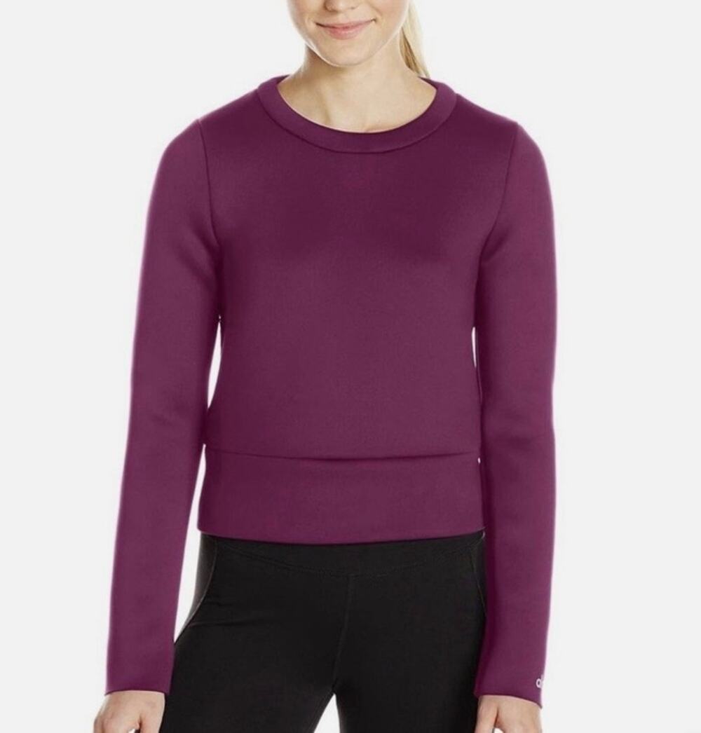 Alo Yoga Alcove Long Sleeve Top Mesh Back Purple Scuba Pullover Size L
